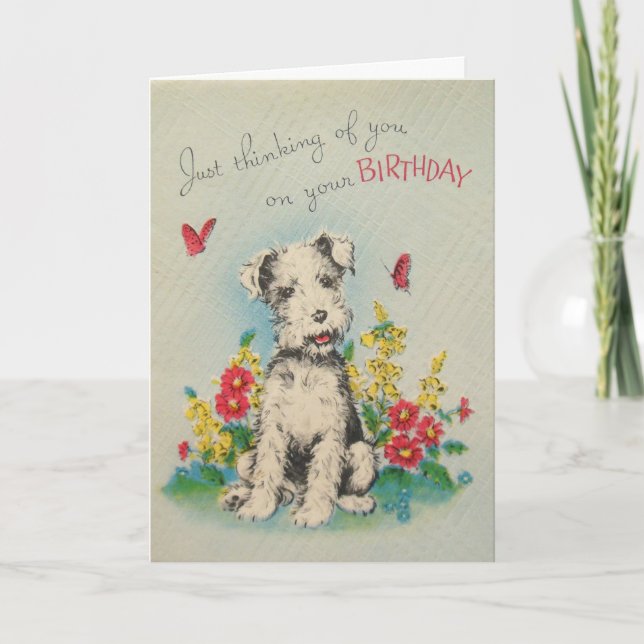 Vintage Dog Happy Birthday Card (Front)