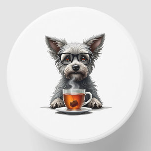 Vintage Dog Holding Tea with Glasses Retro Pet Ill Mini Candle Favors
