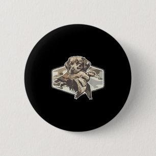Vintage Dog Hunting Duck Funny Labrador Camouflage Button