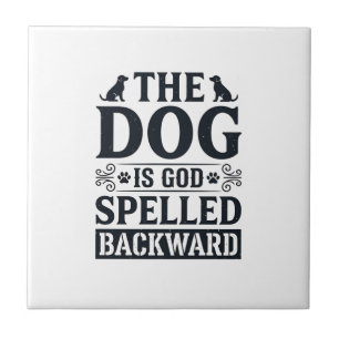 Vintage Dog Is God Spelled Backward Shirt Design_1 Ceramic Tile
