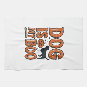 Vintage Dog Is My Boo Halloween Shirt Design_1 Kitchen Towel