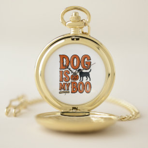 Vintage Dog Is My Boo Halloween Shirt Design_1 Pocket Watch