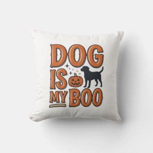 Vintage Dog Is My Boo Halloween Shirt Design_1 Throw Pillow