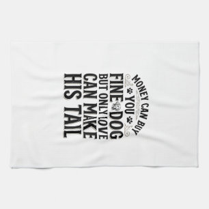 Vintage Dog Love Quote Typography Design_1 Kitchen Towel
