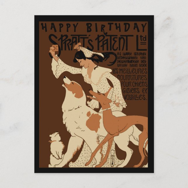 Vintage Dog Lover Happy Birthday Postcard (Front)