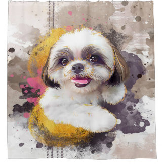 Vintage Dog Lover Shih Tzu Shower Curtain