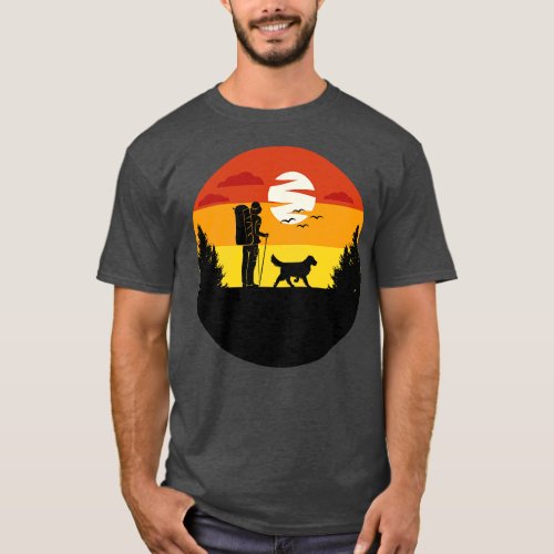 Vintage Dog Owner Hiking With Dog T_Shirt