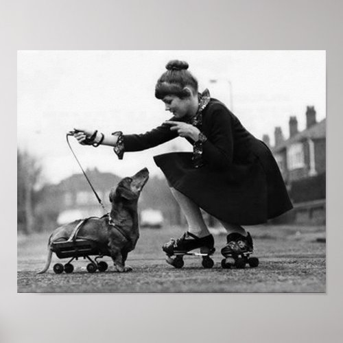Vintage dog photos Dachshund Dogs retro pet love Poster