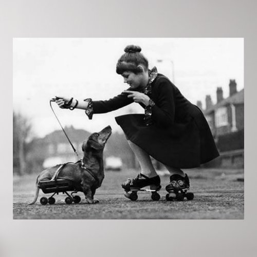 Vintage dog photos Dachshund Dogs retro pet love Poster