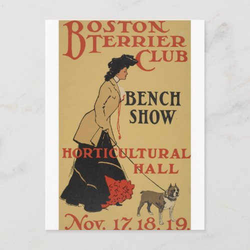 Vintage Dog Show Boston Terrier Club Postcard