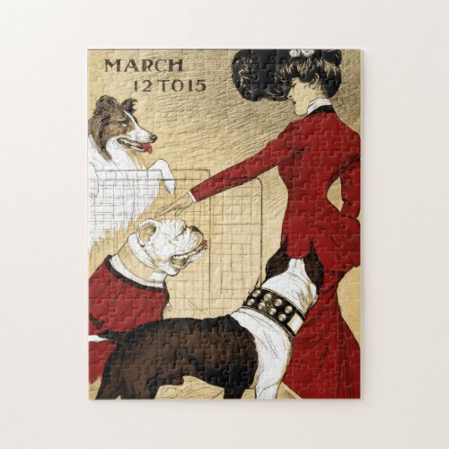 Vintage Dog Show Illustration Art Old Antique Jigsaw Puzzle