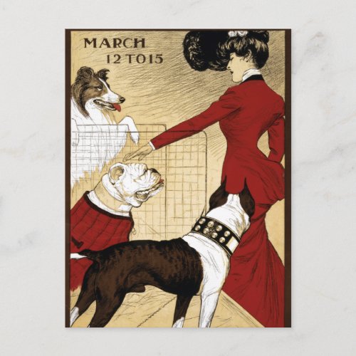 Vintage Dog Show Illustration Art Old Antique Postcard