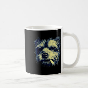 Vintage Dog Smoking Cigarette Funny Yorkie Meme Coffee Mug