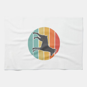 Vintage Dog Sunset Silhouette Vector Design_1 Kitchen Towel