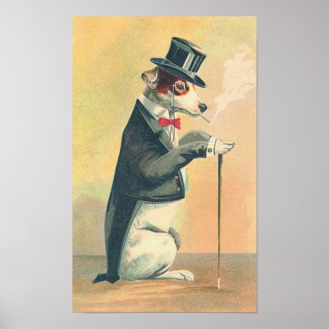 Vintage Dog Top Hat Poster (Front)