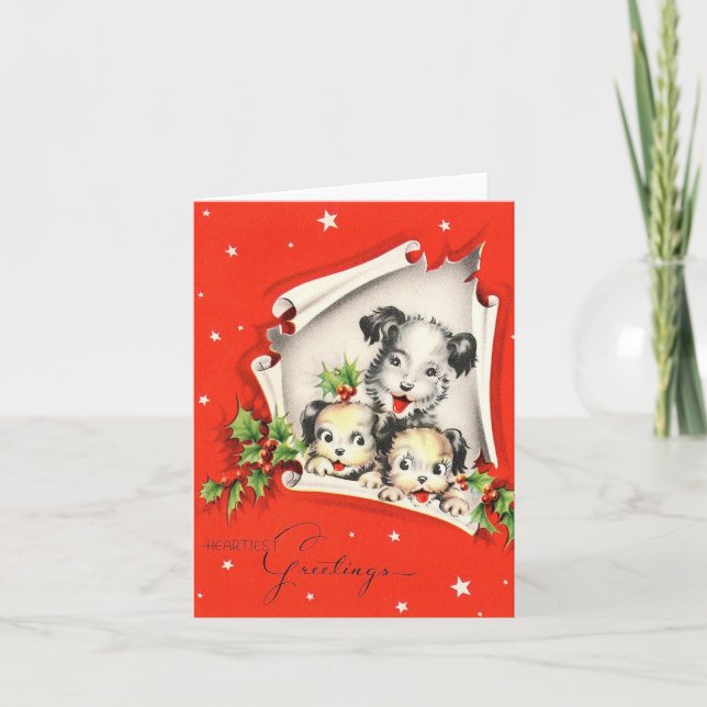 Vintage Dog Trio Christmas Card (Front)