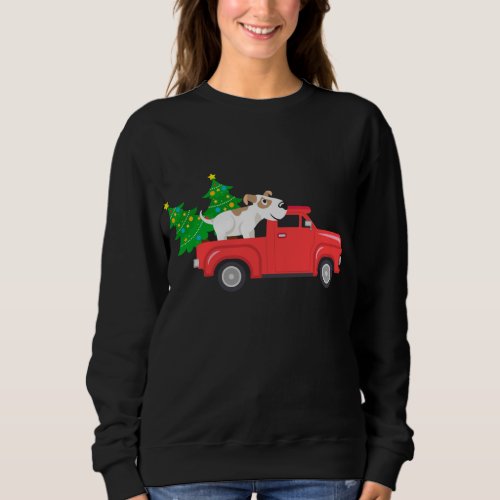 Vintage Dog Wagon Christmas Tree on Car Xmas red T Sweatshirt