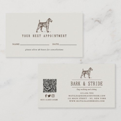 Vintage Dog Walker Appointment Reminder Set Business Card