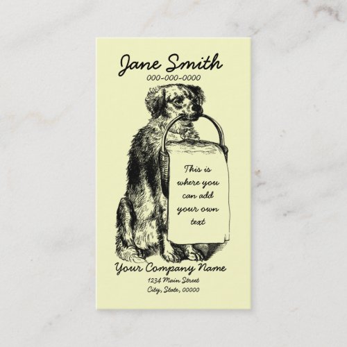 Vintage Dog with Basket Business Card