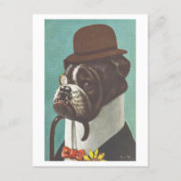 Vintage Dog with Hat and Monocle