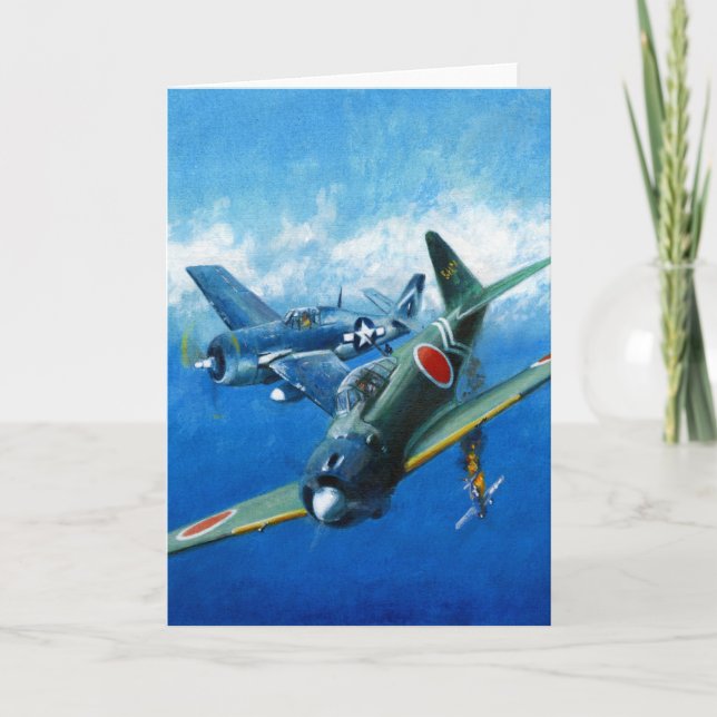 Vintage Dogfight Greetings Card (Front)