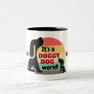 Vintage Doggy Dog World Puppy Two-Tone Coffee Mug