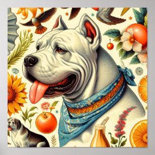 Vintage Dogo Argentino Illustration Poster