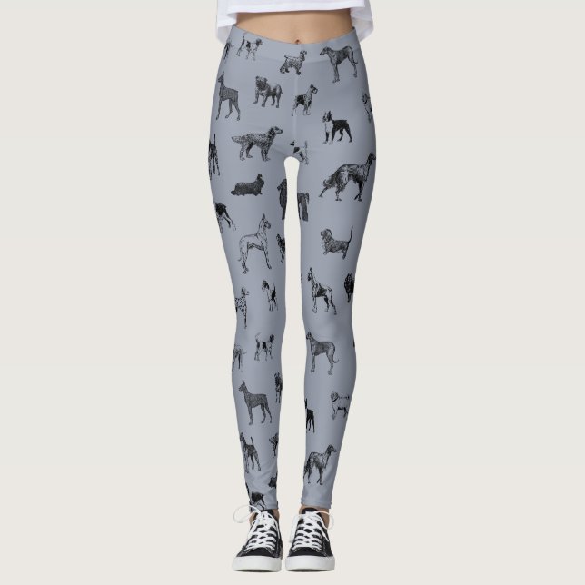 Vintage Dogs (Black) Leggings (Front)