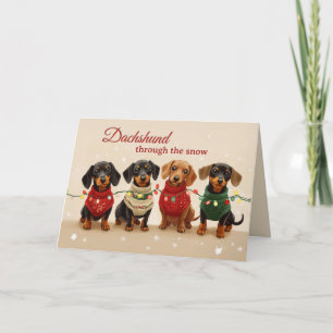 Vintage Dogs Dachshund Merry Christmas Holiday Card