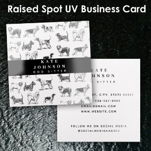 Vintage Dogs Dog Sitter Trainer Raised Spot UV Business Card