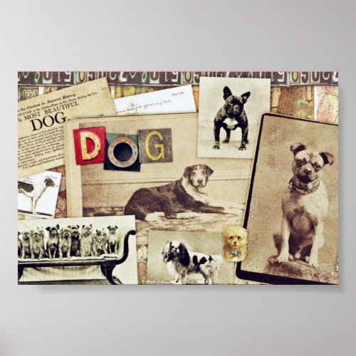 Vintage Dogs Poster or for Decoupage