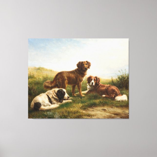 Vintage Dogs Resting In The Plateau Canvas Print (Front)