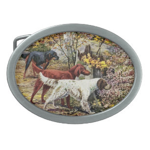 Vintage Dogs Setter Trio Belt Buckle