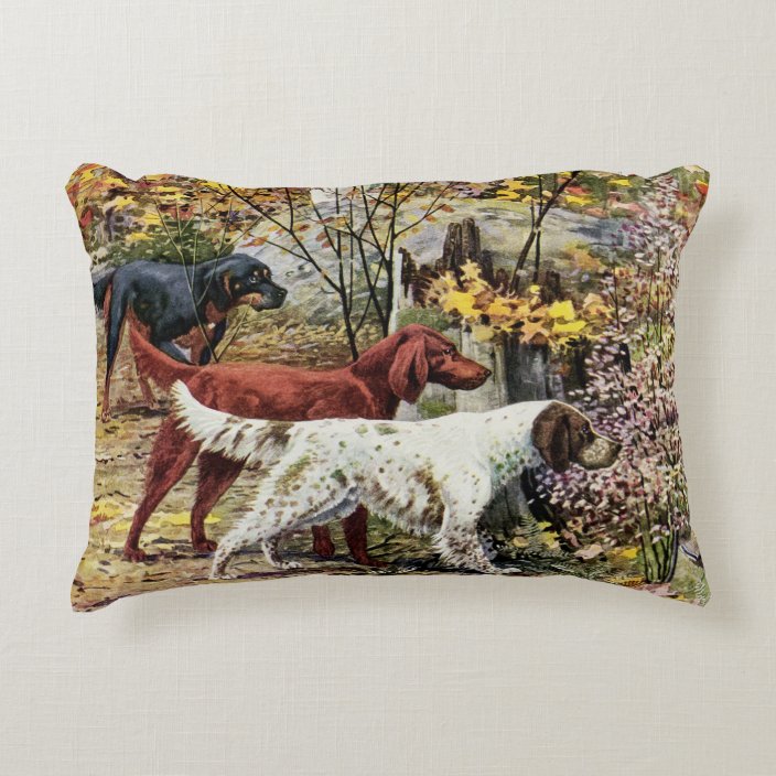 Vintage Dogs Setter Trio Decorative Pillow Zazzle Com