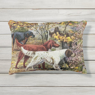 Vintage Dogs Setter Trio Outdoor Accent Pillow