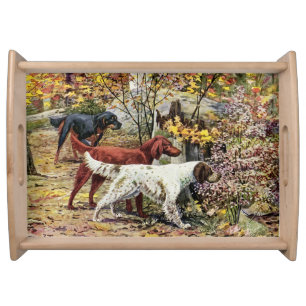 Vintage Dogs Setter Trio Serving Tray