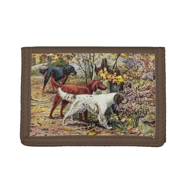 Vintage Dogs Setter Trio TriFold Nylon Wallet (Front)