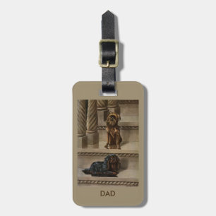 Vintage Dogs Sitting on a Staircase Luggage Tag