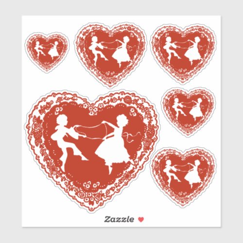 Vintage Doily Heart Silhouette Assorted Sizes Sticker