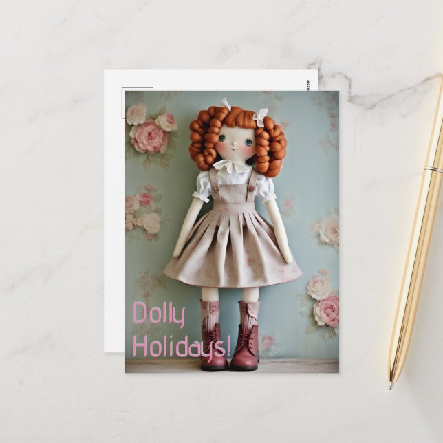 Vintage Doll Collection Redhead Clarissa Holiday Postcard (Front/Back In Situ)
