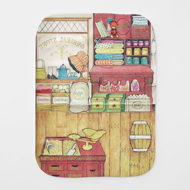 Vintage Doll House Country Store Burp Cloth (Front)