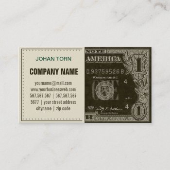Vintage Dollar Business Card by ArchiMan at Zazzle