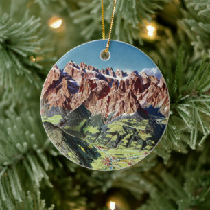 Vintage Dolomites Italy Relief Map Ceramic Ornament