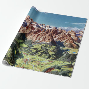 Vintage Dolomites Italy Relief Map Wrapping Paper
