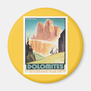 Vintage Dolomites Mountain Magnet