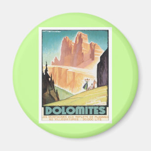 Vintage Dolomites Mountain Magnet