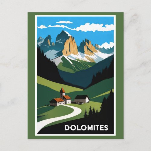 Vintage Dolomites Mountains Italy Landscape Postcard