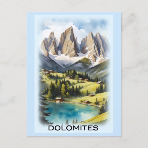Vintage Dolomites Mountains Italy Landscape Postcard