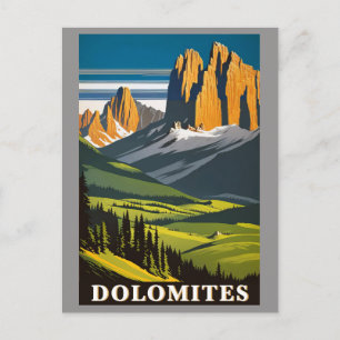 Vintage Dolomites Mountains Italy Landscape Postcard