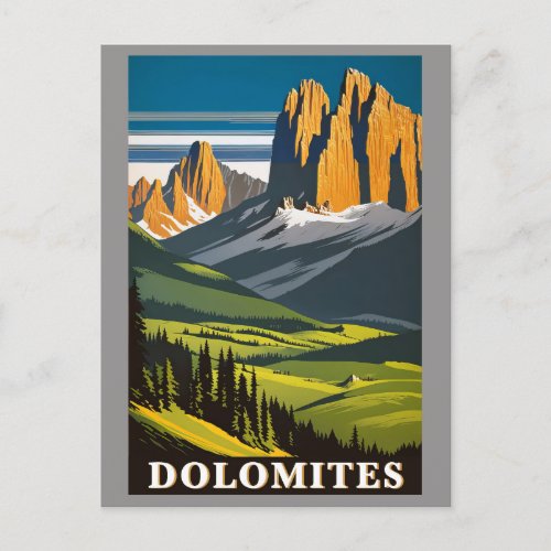 Vintage Dolomites Mountains Italy Landscape Postcard